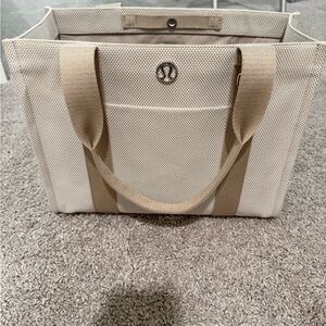 lululemon athletica Beige Canvas Tote with Interior Zip Pocket